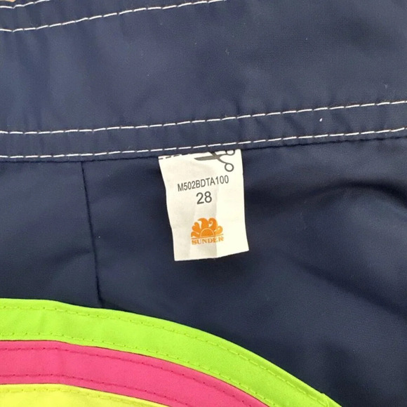 Sundek Swim Trunks Bathing Suit Men's Navy Rainbow Waist Size 28 - Picture 5 of 5